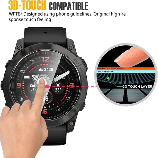 Detalle de WFTE 4-Pack Screen Protector for Garmin Epix Gen 2 (47mm) tempered glass