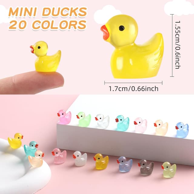 Detalle de JWAJWY Mini Ducks 100 Pack Glow Resin Toys