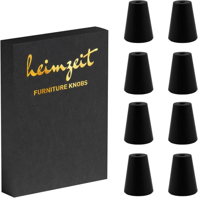 Detalle de Heimzeit set di 8 pomelli in alluminio per armadi, cassetti e comodini (nero, tondi)