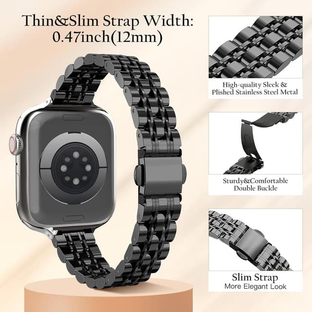 Detalle 2 de TiMOVO Metal Strap for Apple Watch (Series 11/10 & 49mm/46mm/45mm/44mm/42mm) in Black
