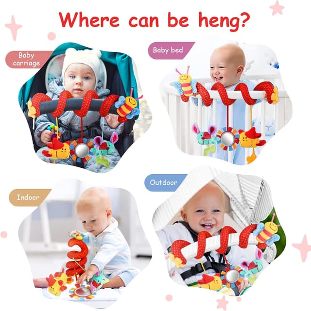 Detalle de Vicloon Spiral Pram Toys Elephant – plush sensory rattle hanging toy for newborns (0–6 months)