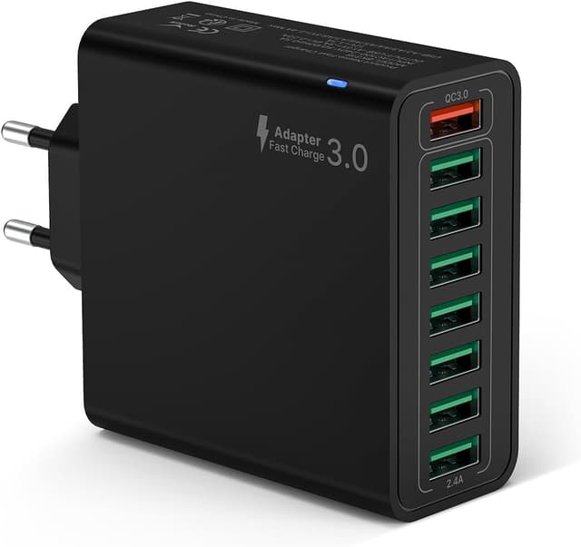 Detalle de Tupneuf 40-W-USB-Ladegerät mit 8 Ports: Mehrfach-Netzteil für Samsung, Huawei und Xiaomi