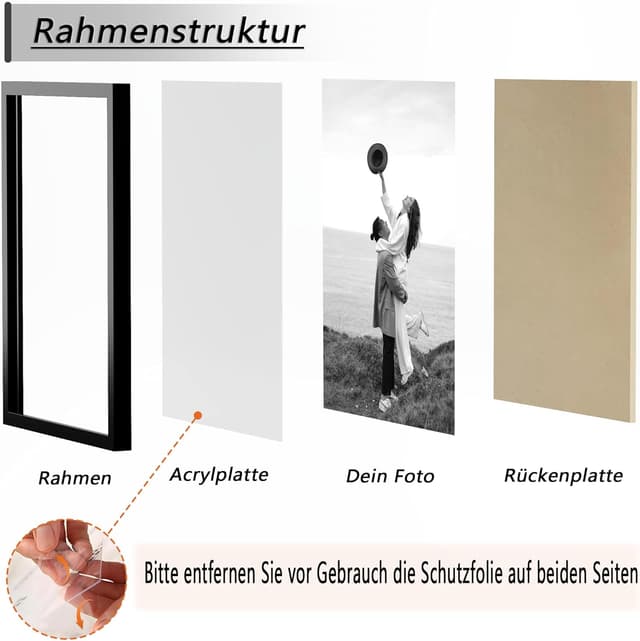 Detalle de Tinkeps 3er Pack Bilderrahmen 20x30 cm Schwarz