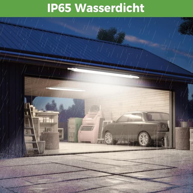 Detalle 2 de zemty Feuchtraum-LED-Leuchte 120 cm mit Bewegungsmelder, 4000K, IP65 (36W, 3.960 lm)