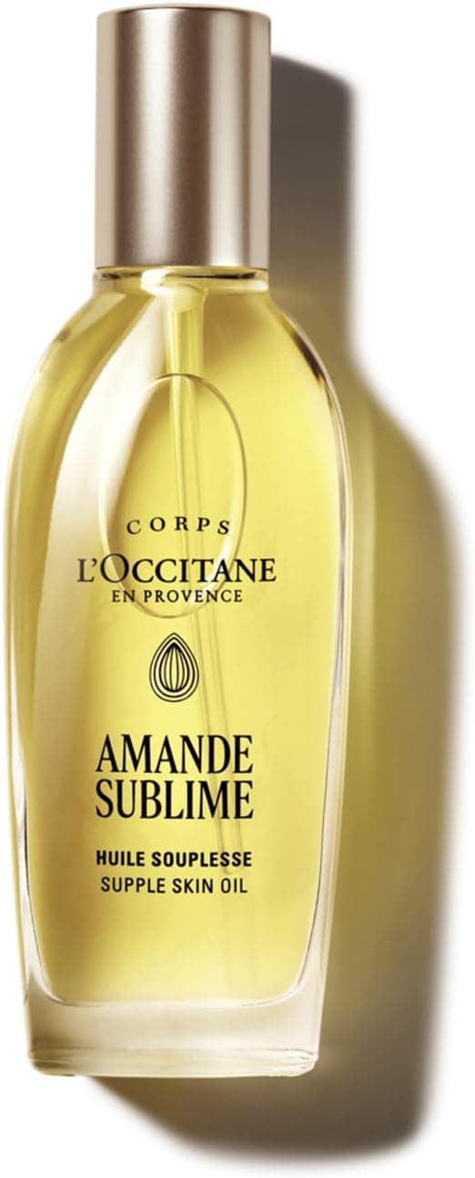 Detalle de L’Occitane Huile Souplesse Amande Sublime (100 ml) — huile corps pour adoucir, raffermir et atténuer l’aspect des vergetures