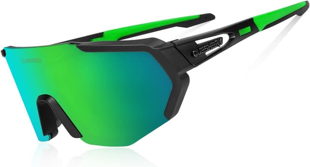 Detalle de Queshark Polarizzati Occhiali da Ciclismo con Lenti Intercambiabili (UV400) per MTB, corsa e sport outdoor