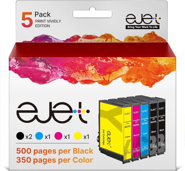 Detalle de ejet 603XL Druckerpatronen Multipack (5er-Pack) kompatibel für Epson 603XL