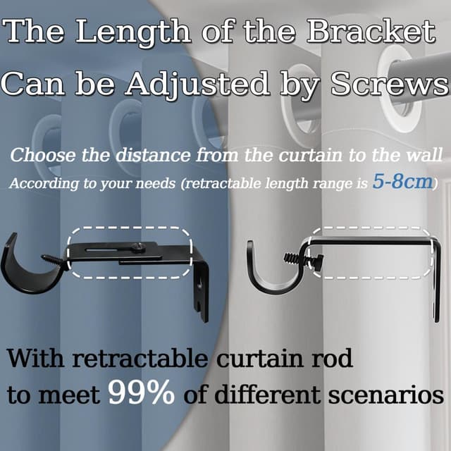 Thumbnail 2 de Venwemong Tringle rideau télescopique Ø25mm blanc 185–435 cm