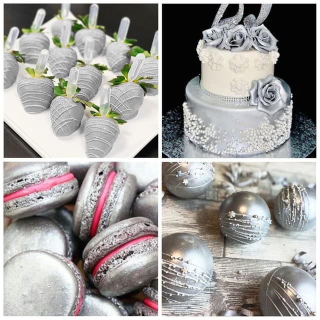 Detalle de DecorRom essbarer Glitzer – 10 g Glitzerstaub im Sprühfläschchen (Silber) zum Dekorieren von Kuchen & Getränken