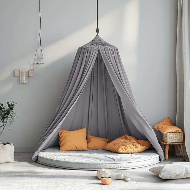 Detalle 2 de Kinder Himmelbett Baldachin Grau, 280 cm