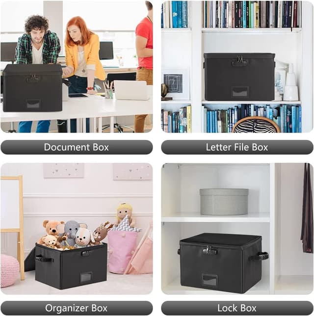 Thumbnail 6 de Fireproof Document Box with Lock – Fireproof & Waterproof Collapsible File Storage Case for Letter/Legal