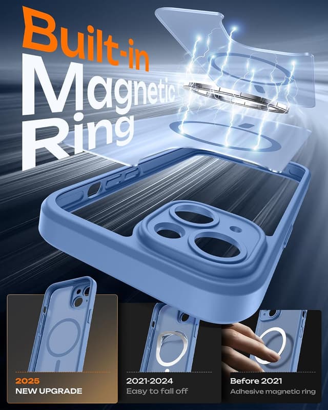 Detalle de TOCOL Magnetic MagSafe Case for iPhone 14 (6.1-inch) – Light Blue, Matte Translucent with Full Camera Protection