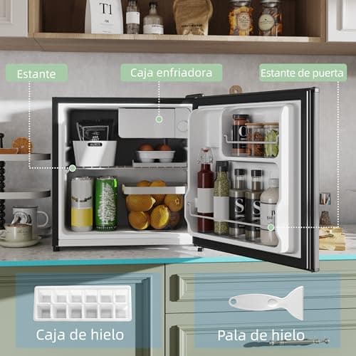 Detalle de HOMCOM Mini Nevera Silenciosa 46 L con congelador pequeño 4,5 L y puerta reversible