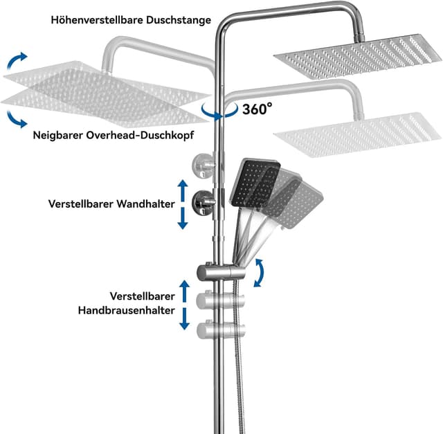 Thumbnail 6 de Auralum Thermostat Regendusche Komplettset 30 cm Dusche