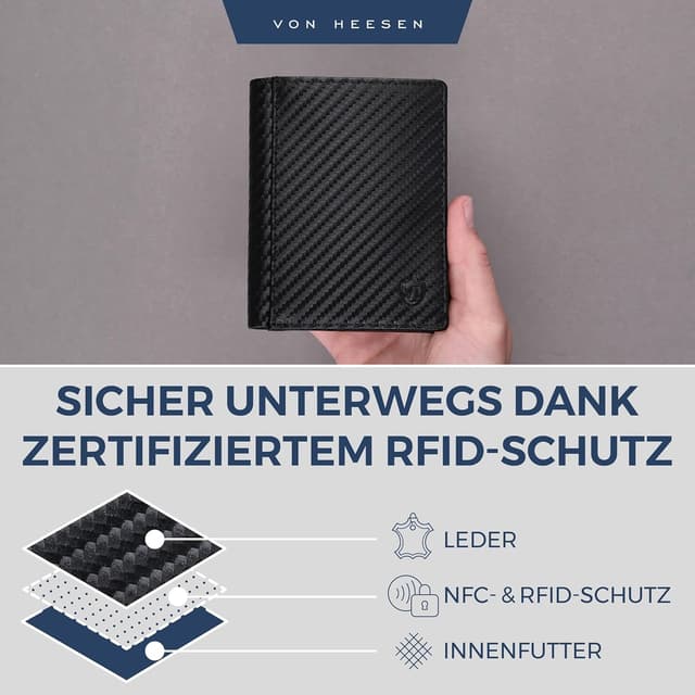 Detalle 1 de VON HEESEN Leder-Geldbörse mit RFID 11 cm