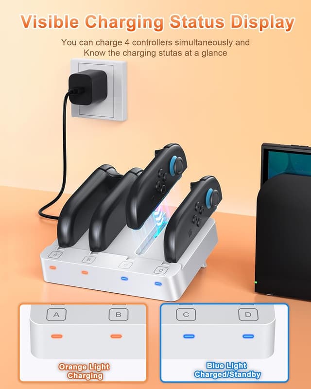 Detalle de Station de charge Joy-Con FYOUNG, 8 ports