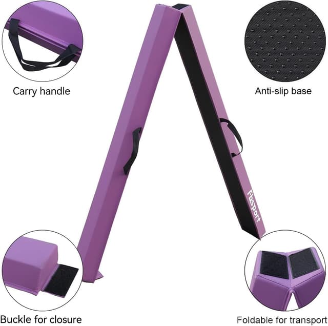 Detalle de FBSPORT Gymnastics Folding Balance Beam (240/270/300 cm) in PU Leather with Anti-Slip Base