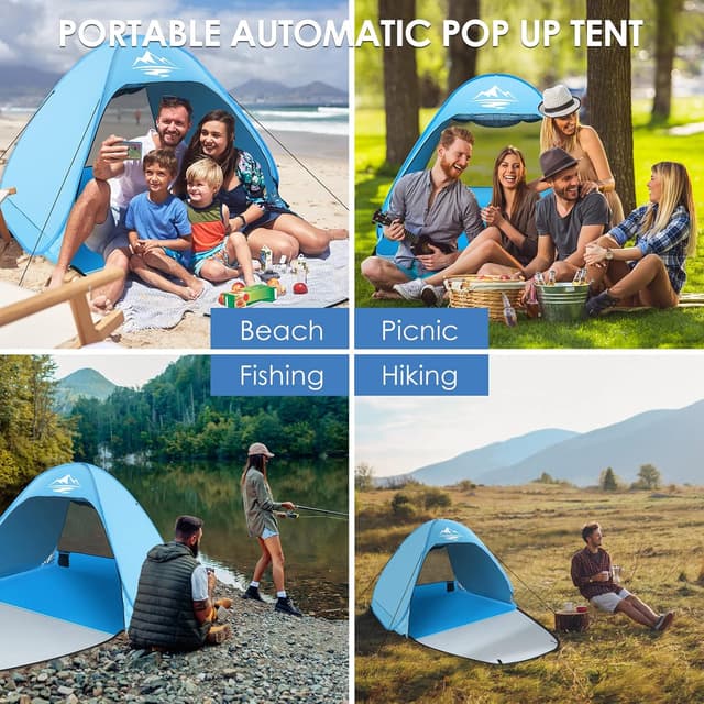 Thumbnail 6 de Pop Up Beach Tent – Automatic Portable Sun Shelter with UPF 50+ UV Protection, Waterproof (3 Person), Blue