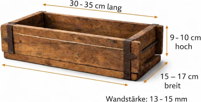 Detalle de MC-Trend 2er-Set Ziegelsteinform aus Holz mit Metallbeschlägen – rustikale Blumenkiste im Vintage-Look, jedes Stück ein Unikat