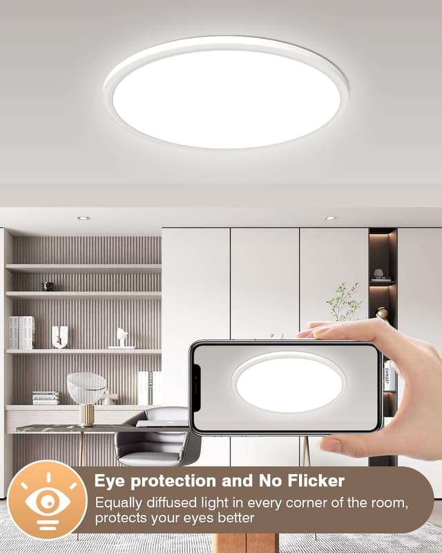 Thumbnail 6 de Bowfar LED Deckenleuchte 24W rund (Ø29 cm) mit Fernbedienung, dimmbar 3000K–6500K, flach