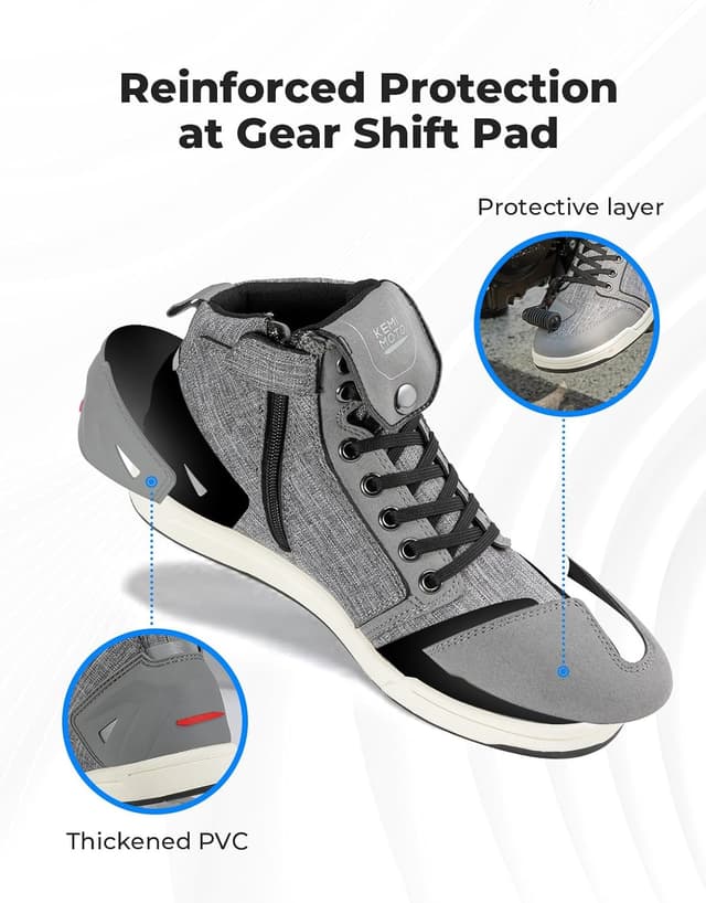 Detalle de KEMIMOTO Scarpe Moto Uomo casual con zip laterale e cambio marcia