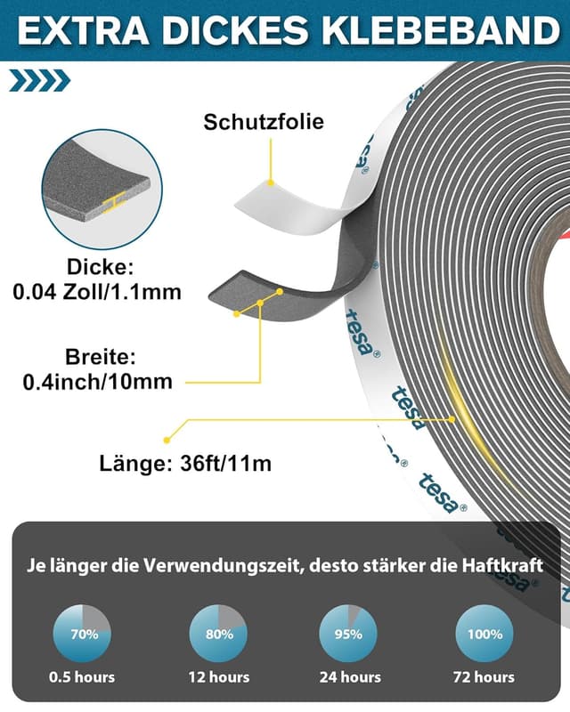 Thumbnail 5 de EMITEVER Doppelseitiges Klebeband 11 m 10 mm