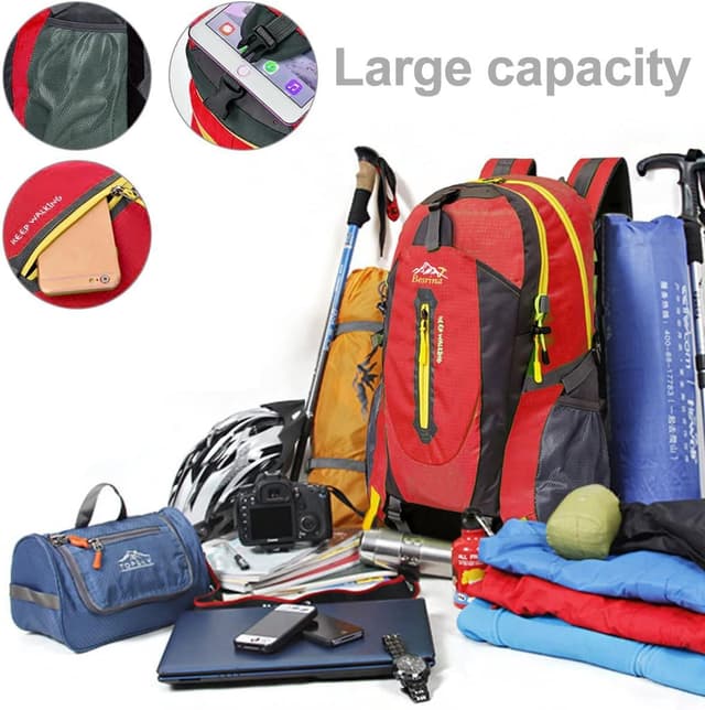 Detalle de Besrina 40L Lightweight Hiking Backpack – water-resistant trekking rucksack for travel, camping and cycling