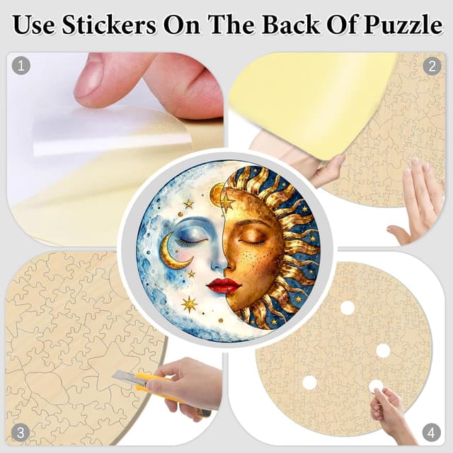 Detalle de Sun and Moon Elements Wooden Puzzles for Adults (200 Pieces) – Circle Puzzle Box