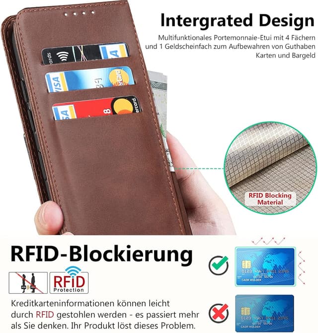 Detalle de Vaki Handyhülle für Samsung Galaxy S10 4G – Leder Wallet Case mit Kartenfach, Standfunktion & Klappverschluss