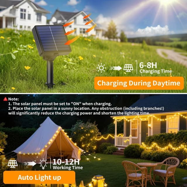 Detalle 2 de Luci solari da esterno 17 m 150 LED, 3 pacchi 🎇