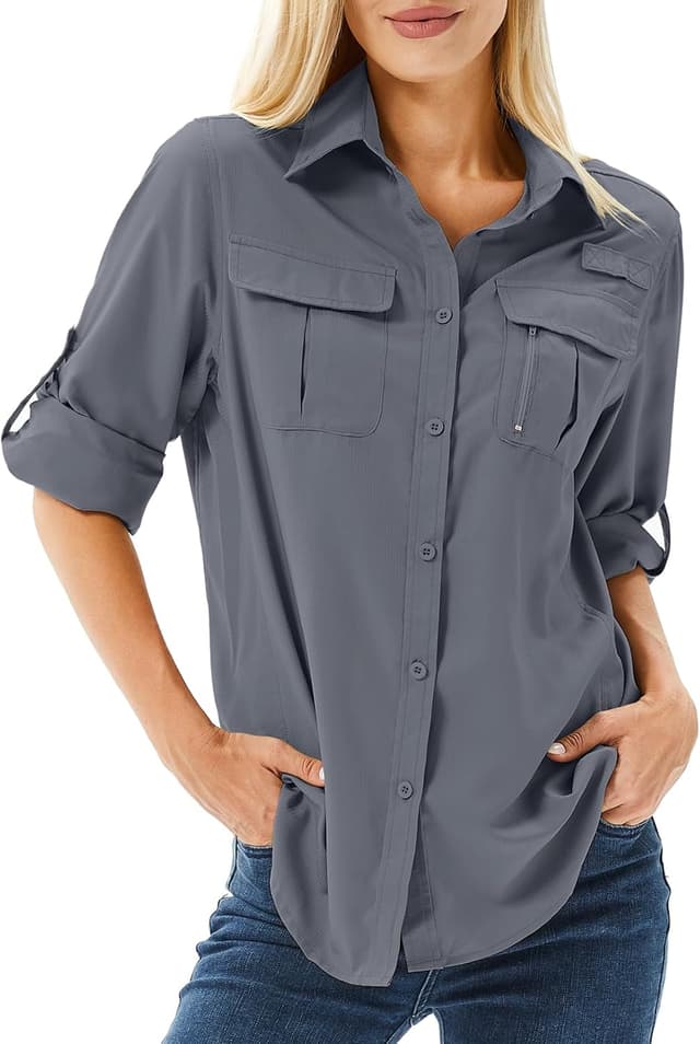 Detalle de yeyity Hemdbluse Damen UV Schutz UPF 50