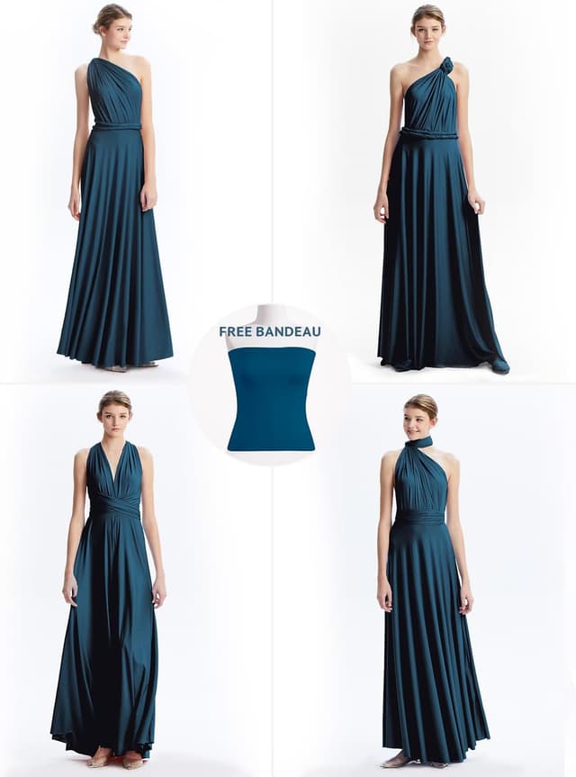 Detalle de INFIWING Infinity Kleid mit Bandeau – Multiway Wickelkleid für Brautjungfern, Hochzeitsgäste & mehr