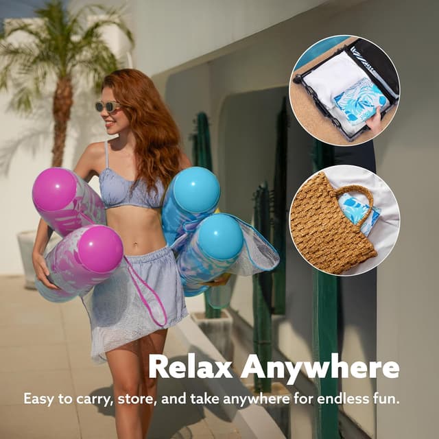 Detalle de Sloosh 2-Pack Hammock Pool Floats for Adults (4-in-1) with Cool Mesh Seat