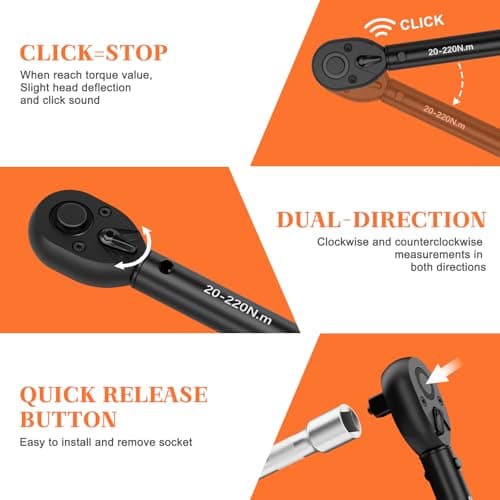 Detalle 1 de NADOKHI llave dinamométrica 1/2 20-220 Nm