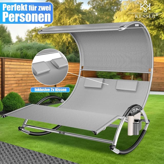 Thumbnail 3 de KESSER Doppel-Sonnenliege: ergonomische 2‑Personen Liege mit Sonnendach