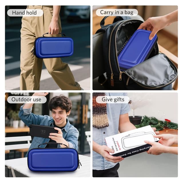 Detalle de CoBak Large Capacity Carrying Case for Nintendo Switch 2 (2025) — 3-in-1 Accessories Bundle (Blue)