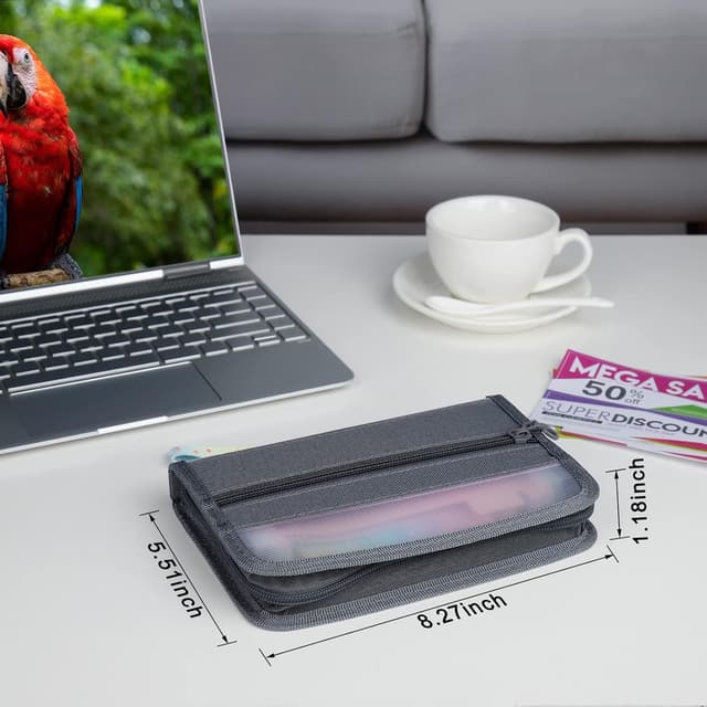 Thumbnail 6 de Nafy Small Accordion File Organiser (A6, 13 pockets) with Zipper – Lilac receipt, coupon and bill wallet