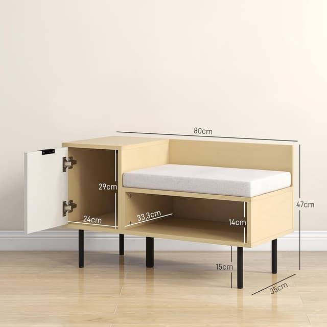 Thumbnail 2 de HOMCOM Banco Zapatero con Cojín y Estante para Entrada