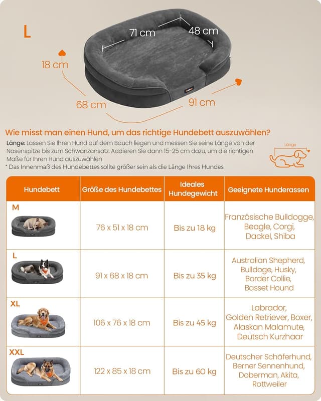 Thumbnail 5 de Feandrea Hundebett Groß 91x68x18 cm orthopädisch