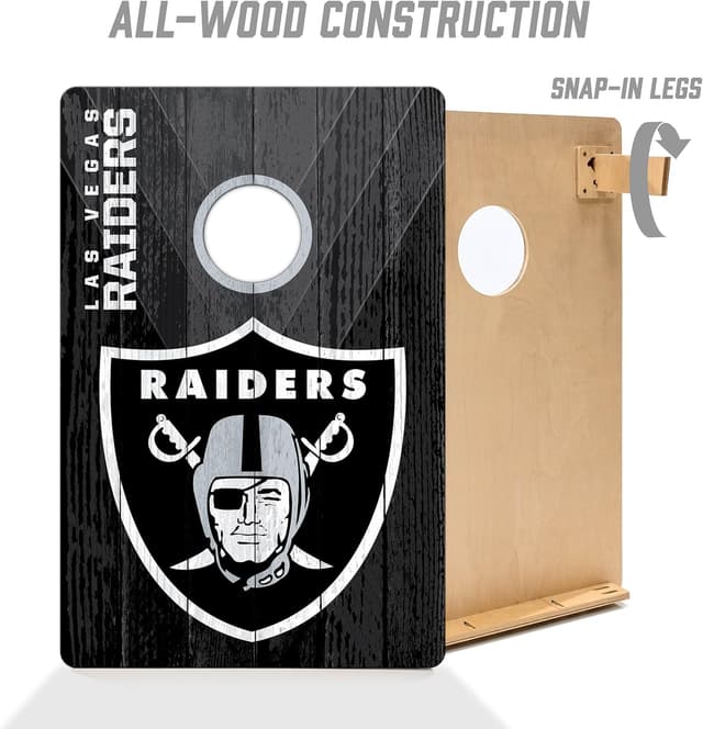Detalle de YouTheFan NFL 2' x 3' Wood Cornhole Game with Logo Bags