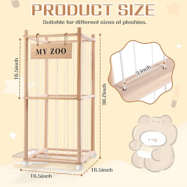 Detalle 2 de khlerox Stuffed Animal Storage Zoo with Wheels, Small