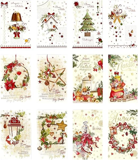 Imagen de ARKRAFT Juego de 24 Tarjetas Navideñas Italianas con Sobres 🎄 en OfertitasTOP