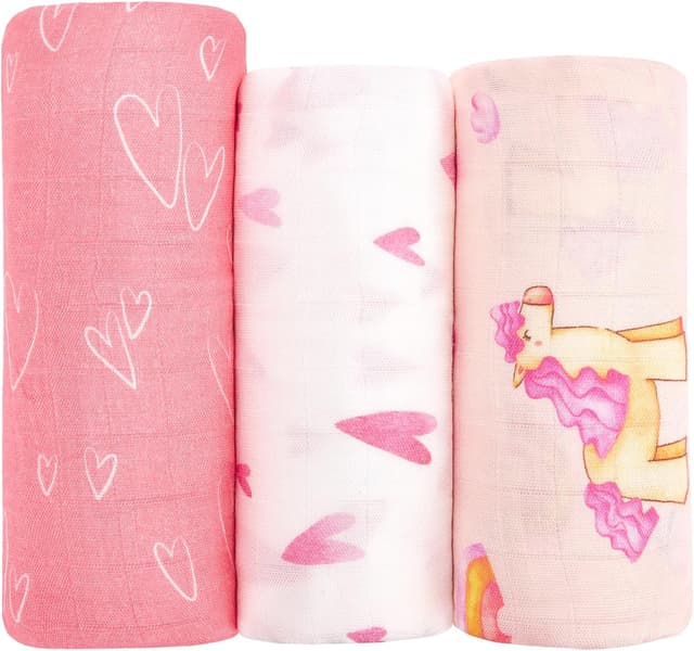 Detalle de Hahaland Mussole Neonato in cotone bambù 100% naturale – Set copertine per fasciare (120x120 cm e 100x95 cm)