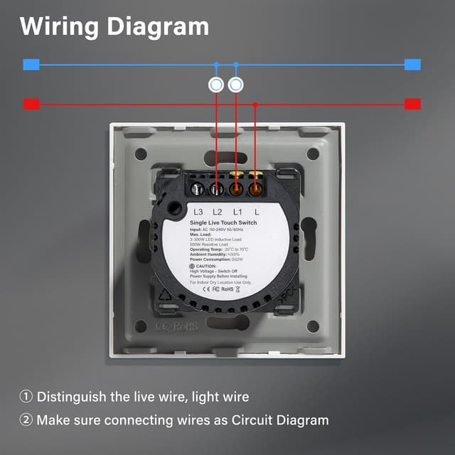 Thumbnail 6 de BSEED Interruptor táctil 2G 1V Blanco