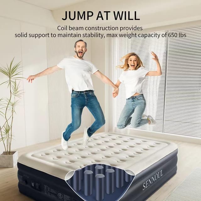 Detalle de SENNOUL Air Mattress Queen 16" inflatable bed