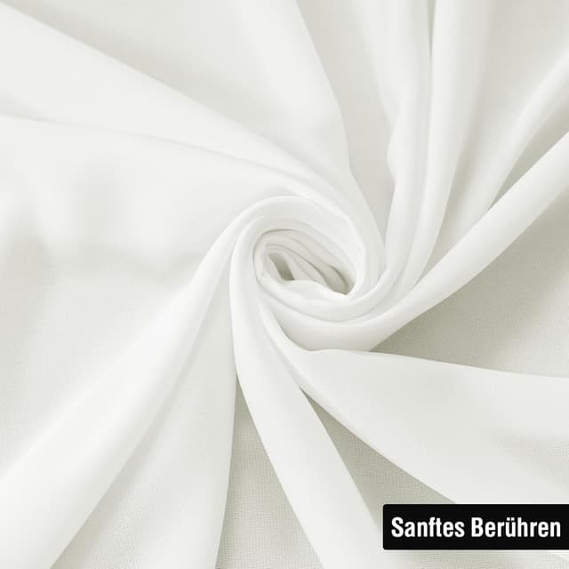 Detalle de BellaHills Voile-Gardinen in Elfenbeinweiß (2er-Set) mit Ösen, halbtransparent H230 × B140 cm