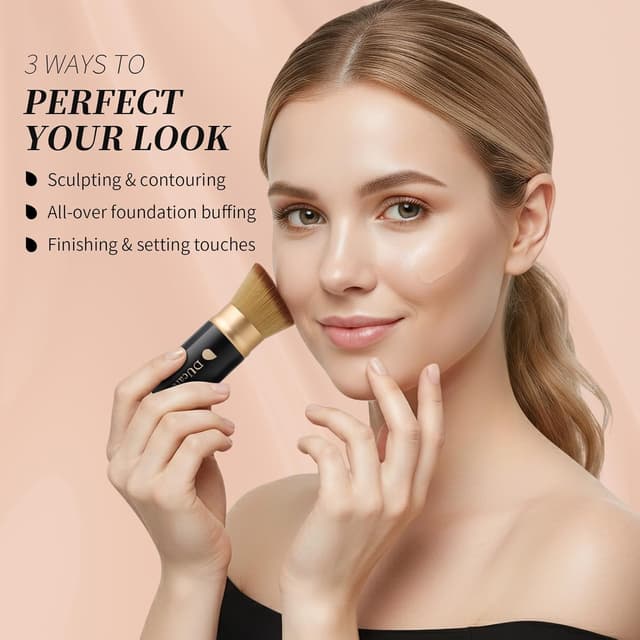 Thumbnail 6 de DUcare Foundationspinsel – teleskopierbarer Kabuki-Pinsel mit Deckel für Foundation & Puder (Schwarz2)