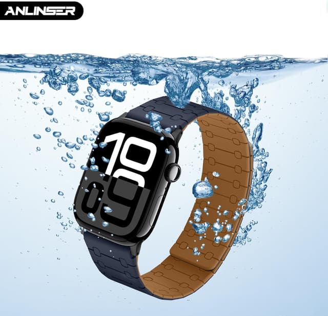 Detalle de Anlinser Reversible Magnetic Apple Watch Strap (42mm/41mm/40mm/38mm) – Brown/Indigo