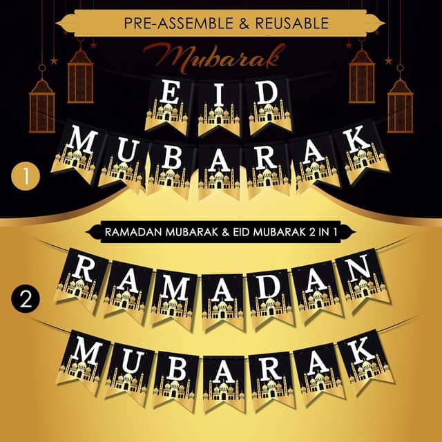 Detalle de AhfuLife Ramadan Mubarak Decorations 6Pcs 🎉