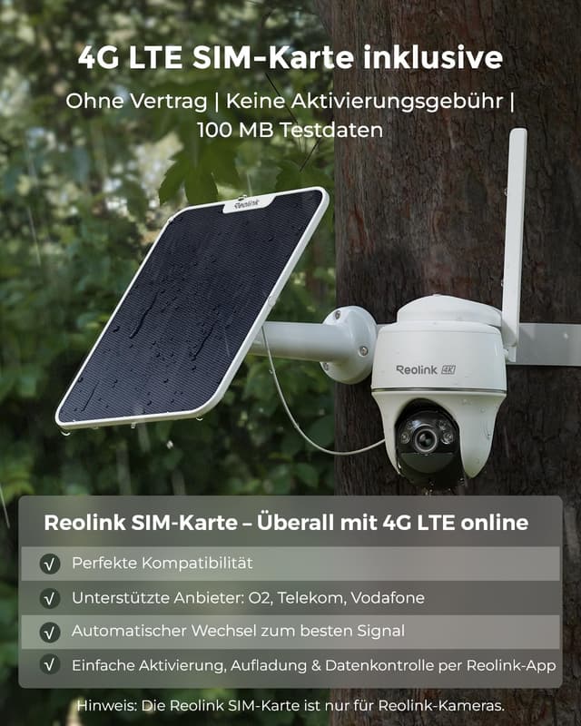 Thumbnail 3 de Reolink 4K 3G/4G LTE Überwachungskamera mit SIM-Karte, 8MP Farbnachtsicht und Solar-PTZ (355°/140°) + Go PT Ultra+ 6W